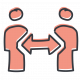 Sie sehen hier ein gezeichnetes Icon von zwei Menschen zwischen denen ein Pfeil steht.